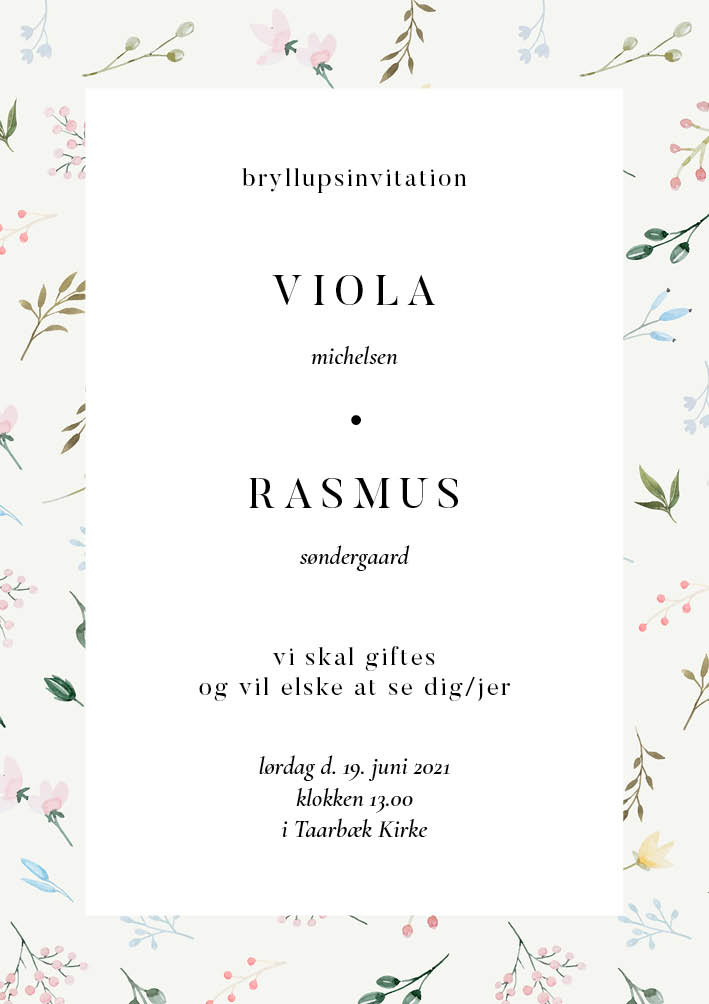 Bohème - Viola & Rasmus Bryllupsinvitation
